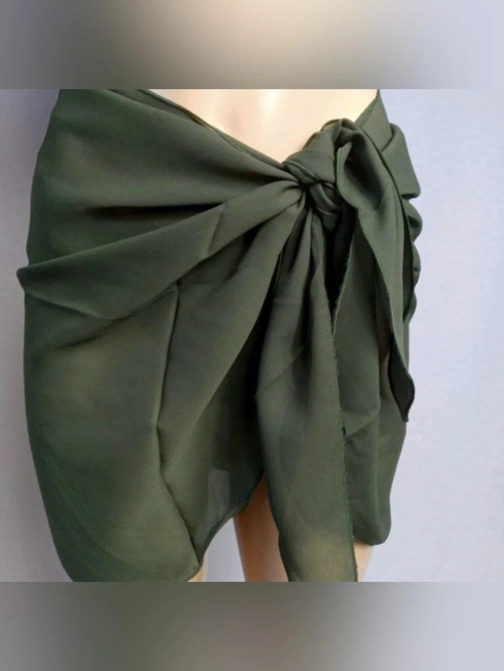 Zuliana Stylish Wrap/Skirt/Scarf in Green, Burgundy and Brown One Size. - Picture 2 of 8